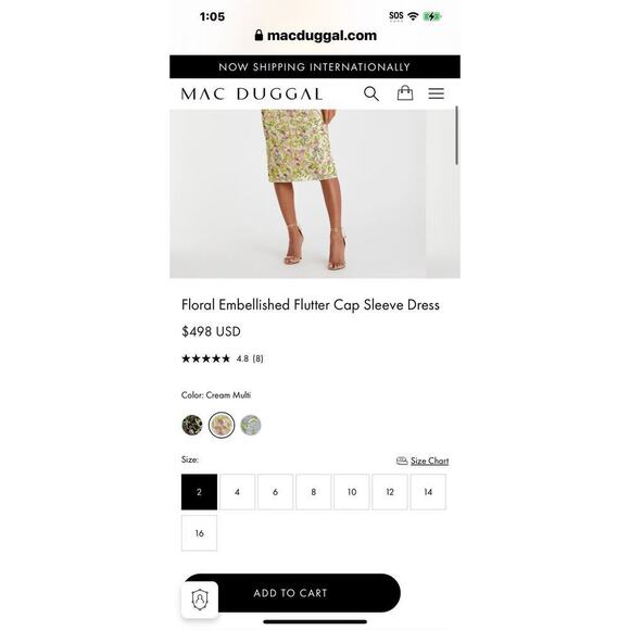 Mac Duggal 5722 Embellished Beaded Flutter Cap Sleeve Dress Floral Size 8 NWT - Picture 6 of 14